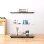 Vitrina de cristal de 2 puertas, 2 estantes, para 1 persona, blanca/negra