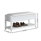 Banco de almacenamiento tapizado blanco/espresso con zapatero, 1 asiento