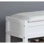 Banco de almacenamiento tapizado blanco/espresso con zapatero, 1 asiento