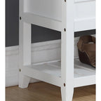 Banco de almacenamiento tapizado blanco/espresso con zapatero, 1 asiento