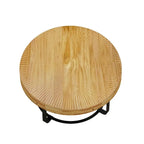 Mesa de Centro Redonda de Pino Natural con Patas de Metal, 2 Colores, Requiere Montaje por 1 Persona