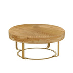 Mesa de Centro Redonda de Pino Natural con Patas de Metal, 2 Colores, Requiere Montaje por 1 Persona